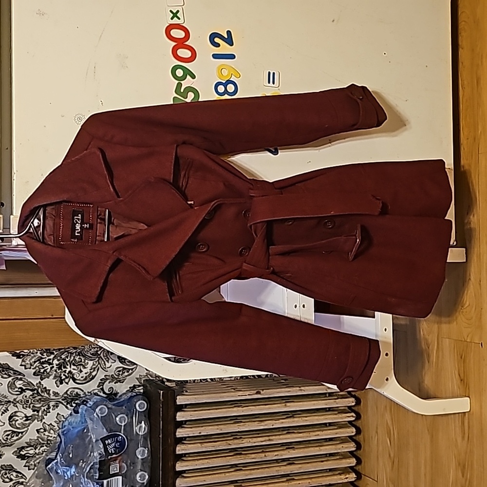 Maroon long peacoat